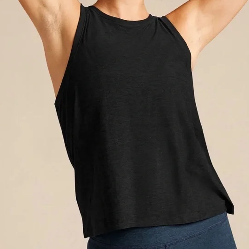 Beyond Yoga Featherweight Sleeveless t-Back Darkest Night LG NWT